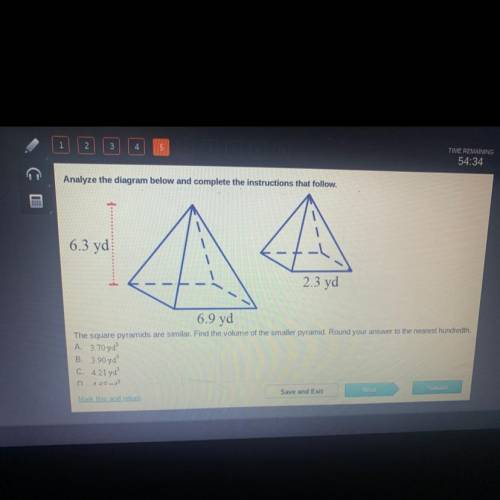 The square pyramids are similar. Find the volume of the smaller pyramid. Round your answer to the n