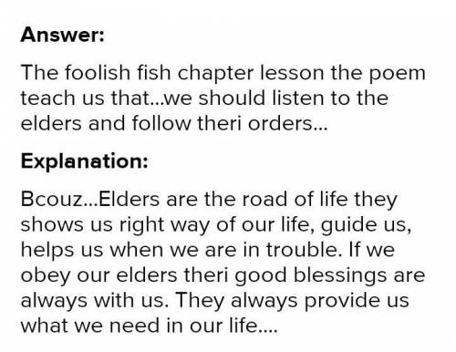The foolish fishwhat lesson does the poem teach us?​