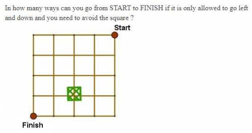 How many ways can you get to the end, only being able to go down or left, and having to avoid the g