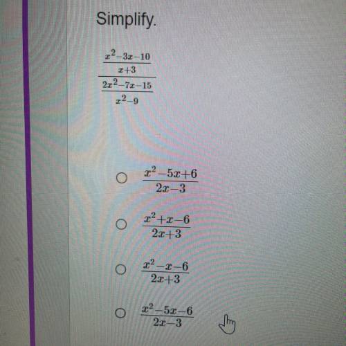 PLEASE HELP!
Simplify.
x^2-3x-10/x+3/2x^2-7x-15/x^2-9