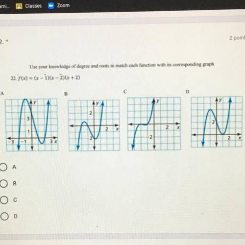 Match the function with its corresponding graph