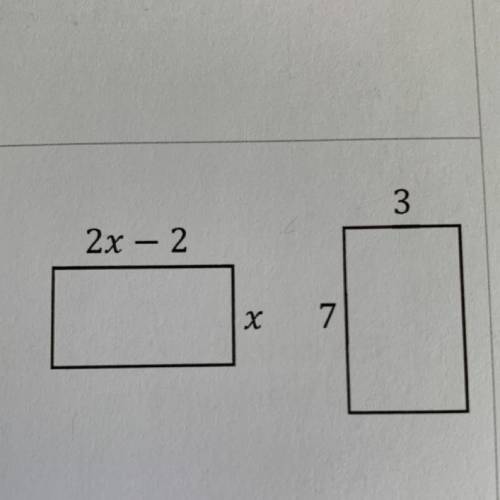 The two rectangles have the same perimeters, find the value of x.
