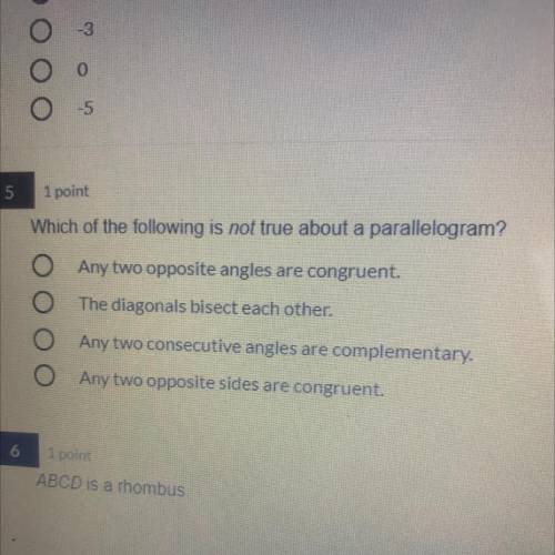 Which of the following is NOT true about a parallelogram?