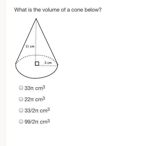 What is the volume of a cone below?