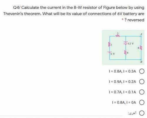 Calculate the current in the 8-W resistor of Figure below by using Thevenin’s theorem. What will be