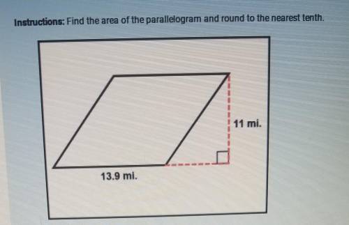Find the area of parallelogram and round to the nearest tenth.​
