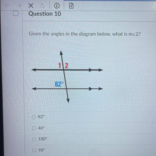 PLS HELP! Given the angles in the diagram below, what is m<2
