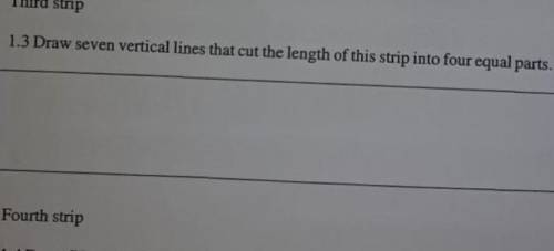 Seven vertical lines that cuts the length of a strip into four equal parts​