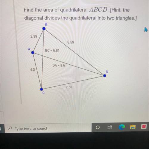 Find the area of quadrilateral ABCD