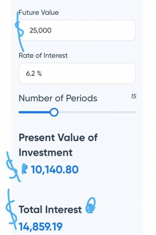 What is the present value of $25,000 to be received in 15 years at an (a) 6.2% interest rate and, (b
