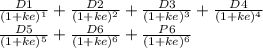 \frac{D1}{(1+ke)^{1} } +\frac{D2}{(1+ke)^{2} } +\frac{D3}{(1+ke)^{3} } +\frac{D4}{(1+ke)^{4} }\\\frac{D5}{(1+ke)^{5} }  +\frac{D6}{(1+ke)^{6} } +\frac{P6}{(1+ke)^{6} }