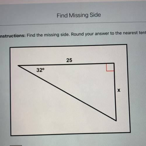 Find the missing side. Round answer to the nearest tenth.