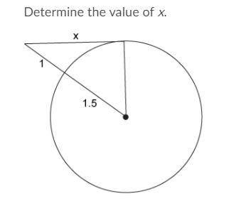ASAP !

Determine the value of x.
Question 1 options:
A: x = 2
B: x = 2.5
C: x = 1
D: x = 2.9