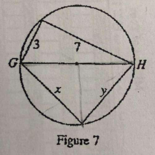 Help me plz need the steps

In Figure 7 (open photo), GH is a diameter of the circle. What is
x² +