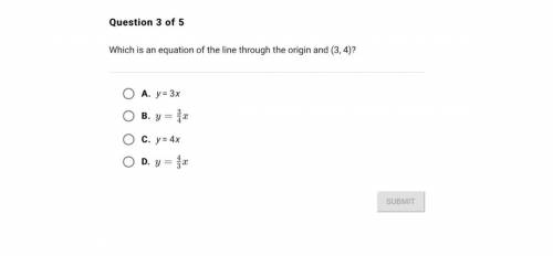 Which is an equation of the line through the origin ?