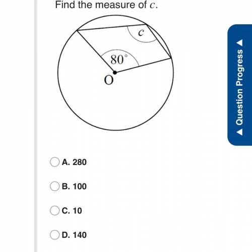 Find the measure of c