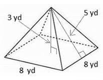 Find the total surface area of the square pyramid in the figure.

Question 8 options:
A) 
64 yd.^2