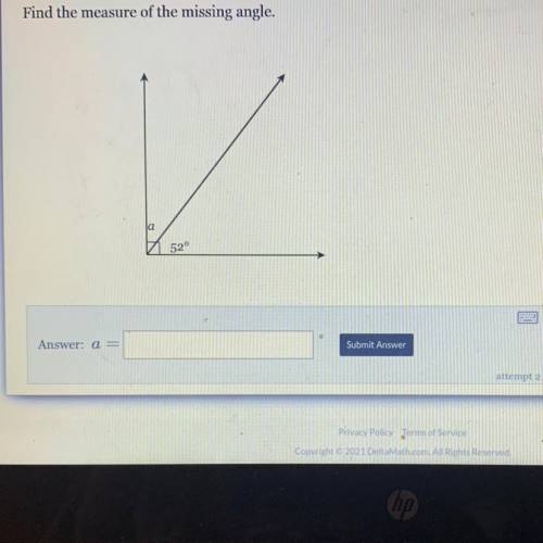 Find the measure of the missing angle. A
