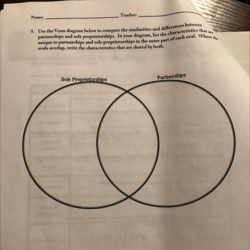 Use the Venn diagram below to compare the similarities and differences between

partnerships and s