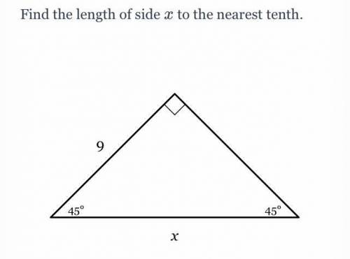 Find the length of side 
x to the nearest tenth