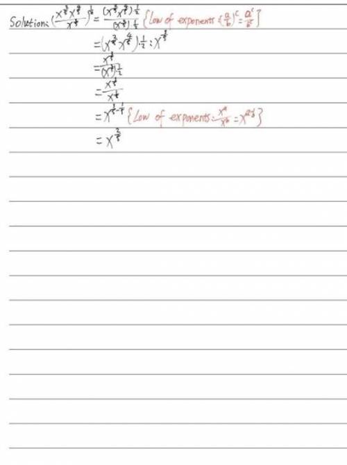 A student simplified the rational expression

using the steps shown.
(x^2/5 • x^4/5 / x^2/5)^1/2 =