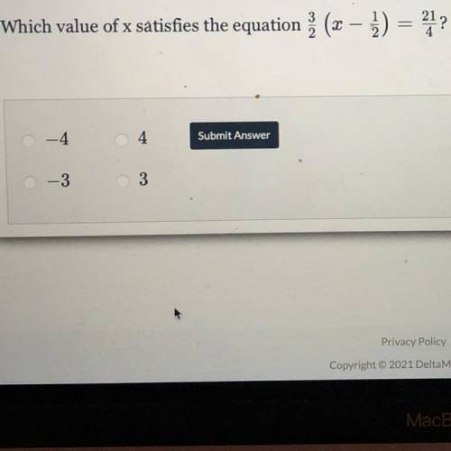 Which value of x satisfies the equation