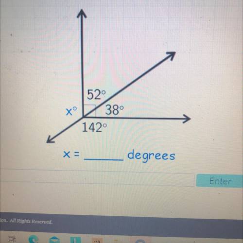 To
52°
38°
142
x =
degrees