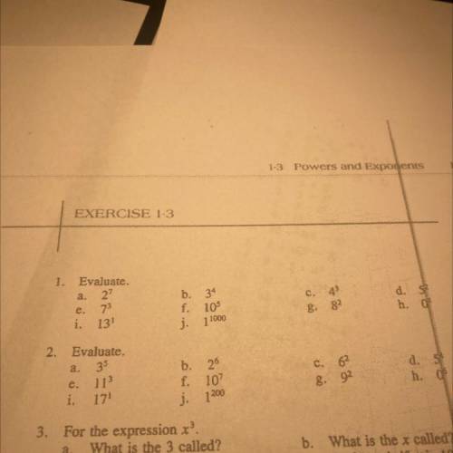 I need help with all the answers to 1 and 2
