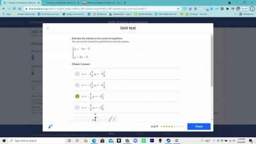 Estimate the solution to the system of equations.

You can use the interactive graph below to find