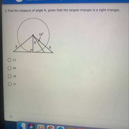 2. Find the measure of angle R, given that the largest triangle is a right triangle.