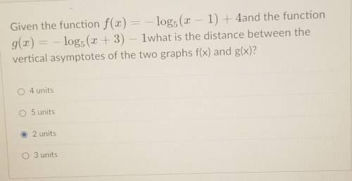 URGENT‼️NEED HELP ASAP

What is the distance between the vertical asymptotes of the two graphs f(x