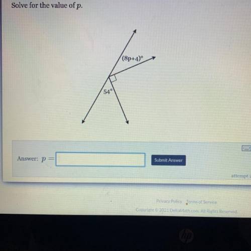 Solve for the value of p.
p =