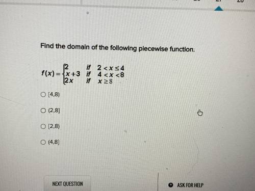 Find the domain of the following piece wise function? please help me!