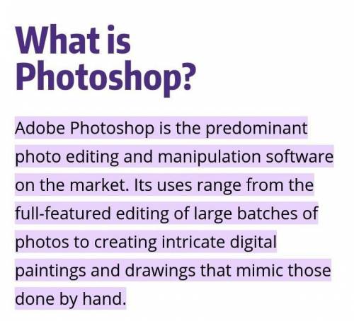 What is photoshop uses of photoshop​