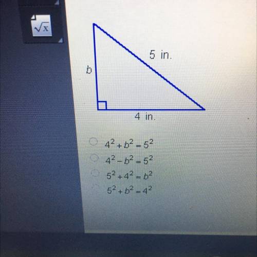 Which equation can be used to find the unknown length, b, in this triangle?