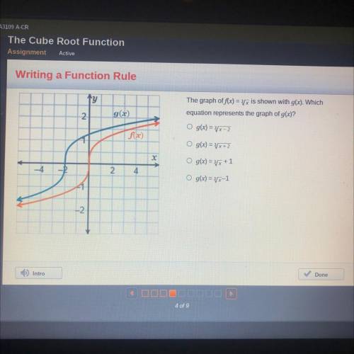 Writing a Function Rule

The graph of f(x) = xx is shown with g(x). Which
equation represents the