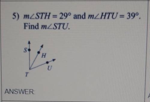 M/STH = 29º and m/HTU = 39° Find m/ STU​