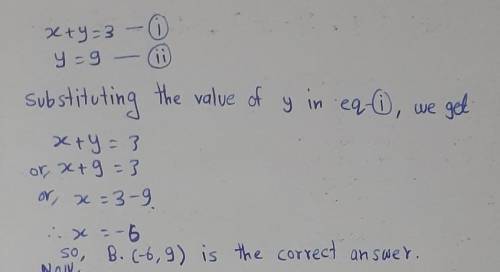 Use the substitution method to solve the system of equations. Choose the correct ordered pair. x + y