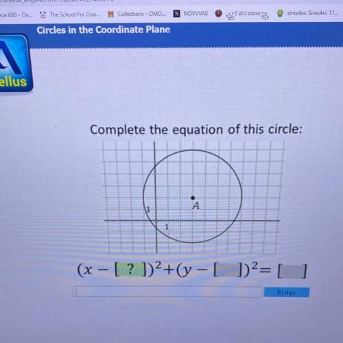 Circles in the Coordinate Plane
Acellus
Complete the equation of this circle:
A
1