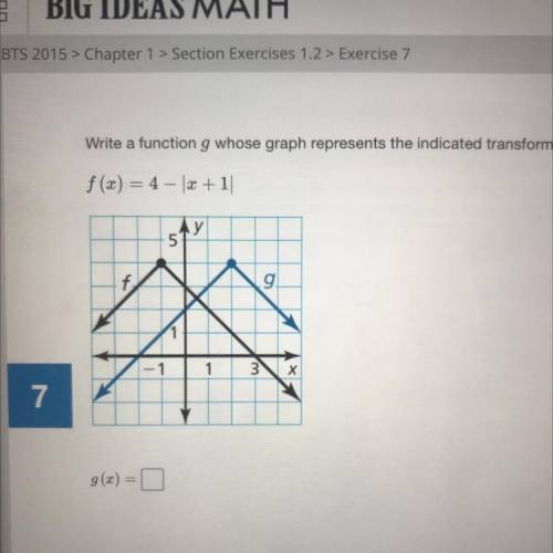 Write a function g whose graph represents the indicated transformation of the graph of f