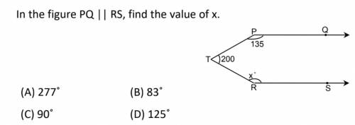 In the figure PQ || RS, find the value of x.