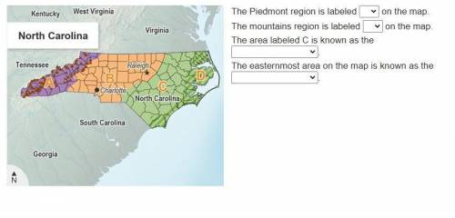 The Piedmont region is labeled

on the map.
The mountains region is labeled 
on the map.
The area