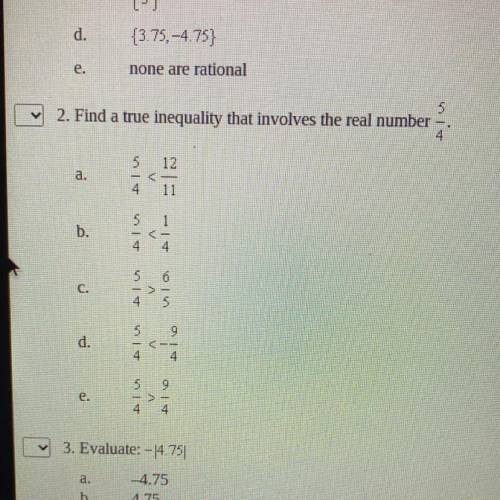 2. Find a true inequality that involves the real number 5/4