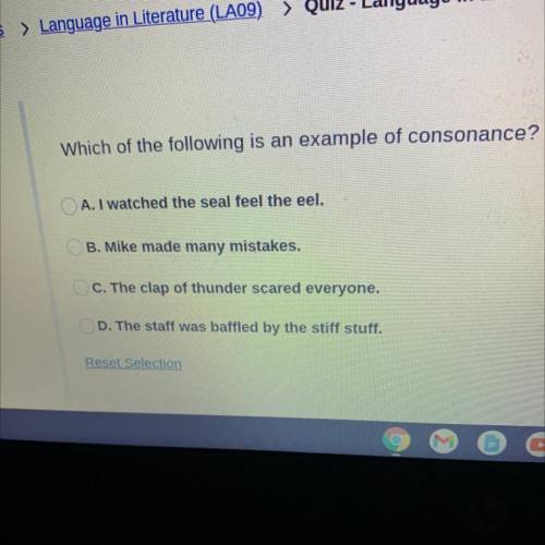 Which of the following is an example of consonance