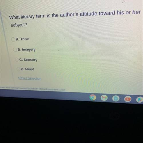 Which literary term is the authors attitude towards his or her subject