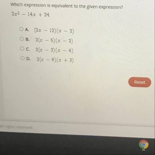 Which expression is equivalent to the given expression?
