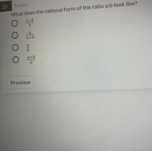 What does the rational form of the ratio a:b look like