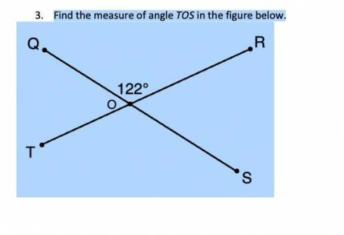 Y'ALL PLEASE HELP ME I WOULD GREATLY APPRECIATE IT

Find the measure of angle TOS in