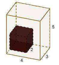 The cube with side 2 is cut from the corner of rectangular prism with dimensions 4x3x5.

Find the