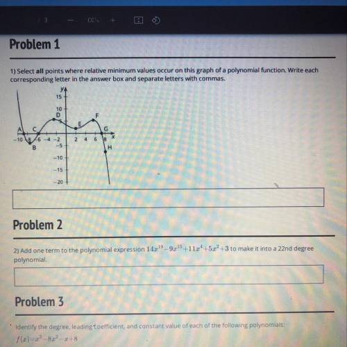 Select all points where relative minimum values occur on this graph of a polynomial function. Write